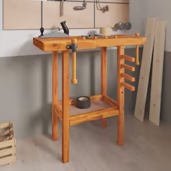 Cet établi en bois est parfait pour tous les travaux dans le garage, l'atelier et la remise, grâce à son cadre solide et robu ...