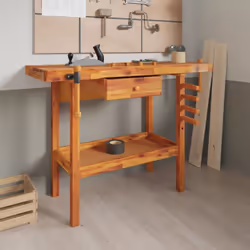 Cet établi en bois est parfait pour tous les travaux dans le garage, l'atelier et la remise, grâce à son cadre solide et robu ...