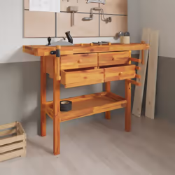 Cet établi en bois est parfait pour tous les travaux dans le garage, l'atelier et la remise, grâce à son cadre solide et robu ...