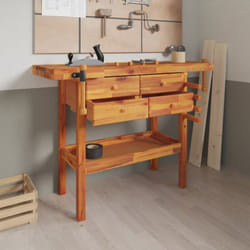 Vidaxl - tabli avec tiroirs et étaux 124x52x83 cm Bois massif d'acacia