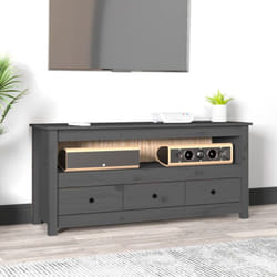 Vidaxl - Meuble tv Gris 114x35x52 cm Bois de pin massif