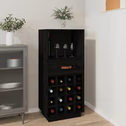 VidaXL Armoire à vin Noir 45x34x100 cm Bois de pin massif