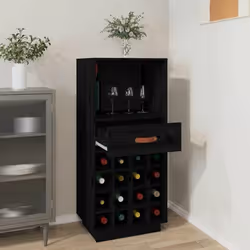 VidaXL Armoire à vin Noir 45x34x100 cm Bois de pin massif