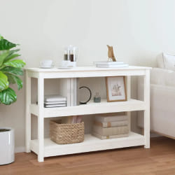 vidaXL Table console Blanc 110x40x74 cm Bois massif de pin