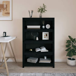 Bibliothèque Noir 80x35x126 cm Bois de pin massif