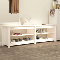 Banc à chaussures Blanc 160x36,5x50 cm Bois de pin massif Vidaxl