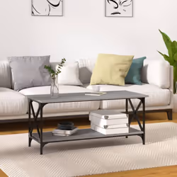 vidaXL Table basse Sonoma gris 100x45x45 cm Bois d'ingénierie et fer