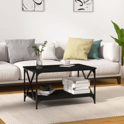 Table basse Noir 80x50x45 cm Bois d'ingénierie et fer Vidaxl