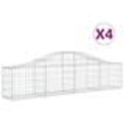 vidaXL Paniers à gabions arqués 4 pcs 200x30x40/60 cm Fer galvanisé
