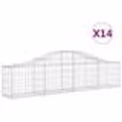 vidaXL Paniers à gabions arqués 14 pcs 200x30x40/60 cm Fer galvanisé