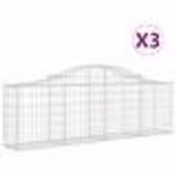 vidaXL Paniers à gabions arqués 3 pcs 200x30x60/80 cm Fer galvanisé