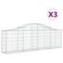 vidaXL Paniers à gabions arqués 3 pcs 200x30x60/80 cm Fer galvanisé