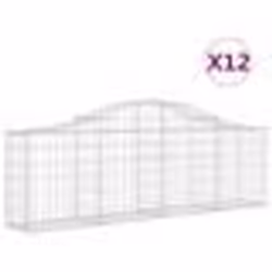 vidaXL Paniers à gabions arqués 12 pcs 200x30x60/80 cm Fer galvanisé