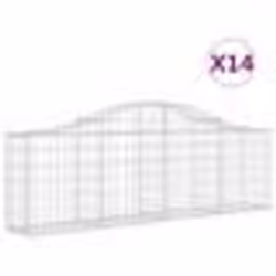 vidaXL Paniers à gabions arqués 14 pcs 200x30x60/80 cm Fer galvanisé