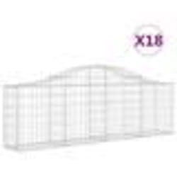vidaXL Paniers à gabions arqués 18 pcs 200x30x60/80 cm Fer galvanisé