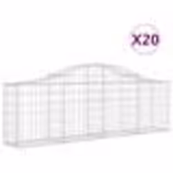 vidaXL Paniers à gabions arqués 20 pcs 200x30x60/80 cm Fer galvanisé