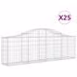 vidaXL Paniers à gabions arqués 25 pcs 200x30x60/80 cm Fer galvanisé