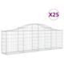 vidaXL Paniers à gabions arqués 25 pcs 200x30x60/80 cm Fer galvanisé