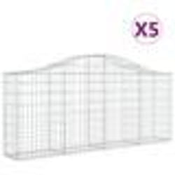 vidaXL Paniers à gabions arqués 5 pcs 200x30x80/100 cm Fer galvanisé
