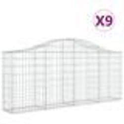 vidaXL Paniers à gabions arqués 9 pcs 200x30x80/100 cm Fer galvanisé