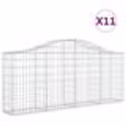 vidaXL Paniers à gabions arqués 11 pcs 200x30x80/100 cm Fer galvanisé