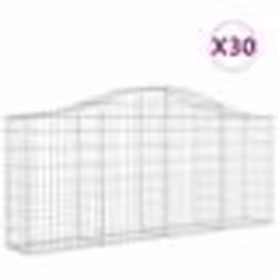vidaXL Paniers à gabions arqués 30 pcs 200x30x80/100 cm Fer galvanisé