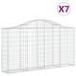 vidaXL Paniers à gabions arqués 7 pcs 200x30x100/120 cm Fer galvanisé