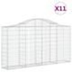 vidaXL Paniers à gabions arqués 11 pcs 200x30x100/120 cm Fer galvanisé