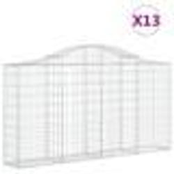 vidaXL Paniers à gabions arqués 13 pcs 200x30x100/120 cm Fer galvanisé