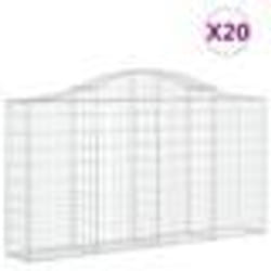 vidaXL Paniers à gabions arqués 20 pcs 200x30x100/120 cm Fer galvanisé