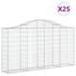 vidaXL Paniers à gabions arqués 25 pcs 200x30x100/120 cm Fer galvanisé