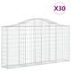 vidaXL Paniers à gabions arqués 30 pcs 200x30x100/120 cm Fer galvanisé