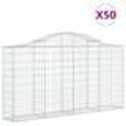 vidaXL Paniers à gabions arqués 50 pcs 200x30x100/120 cm Fer galvanisé