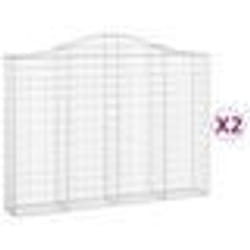 vidaXL Paniers à gabions arqués 2 pcs 200x30x140/160 cm Fer galvanisé