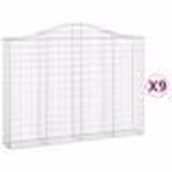 vidaXL Paniers à gabions arqués 9 pcs 200x30x140/160 cm Fer galvanisé