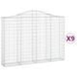 vidaXL Paniers à gabions arqués 9 pcs 200x30x140/160 cm Fer galvanisé