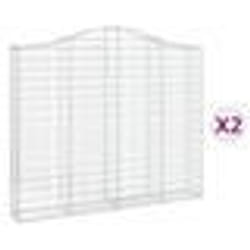 vidaXL Paniers à gabions arqués 2 pcs 200x30x160/180 cm Fer galvanisé