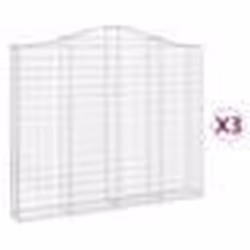 vidaXL Paniers à gabions arqués 3 pcs 200x30x160/180 cm Fer galvanisé