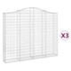 vidaXL Paniers à gabions arqués 3 pcs 200x30x160/180 cm Fer galvanisé