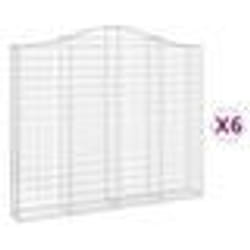 vidaXL Paniers à gabions arqués 6 pcs 200x30x160/180 cm Fer galvanisé