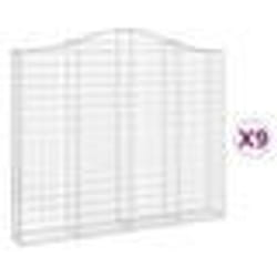 vidaXL Paniers à gabions arqués 9 pcs 200x30x160/180 cm Fer galvanisé