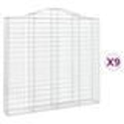vidaXL Paniers à gabions arqués 9 pcs 200x30x180/200 cm Fer galvanisé