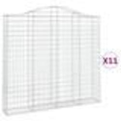 vidaXL Paniers à gabions arqués 11 pcs 200x30x180/200 cm Fer galvanisé