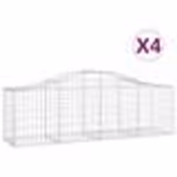 vidaXL Paniers à gabions arqués 4 pcs 200x50x60/80 cm Fer galvanisé