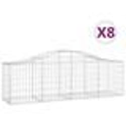 vidaXL Paniers à gabions arqués 8 pcs 200x50x60/80 cm Fer galvanisé