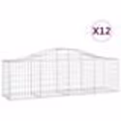 vidaXL Paniers à gabions arqués 12 pcs 200x50x60/80 cm Fer galvanisé
