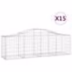 vidaXL Paniers à gabions arqués 15 pcs 200x50x60/80 cm fer galvanisé