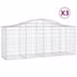 vidaXL Paniers à gabions arqués 3 pcs 200x50x80/100 cm Fer galvanisé