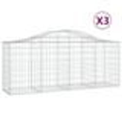 vidaXL Paniers à gabions arqués 3 pcs 200x50x80/100 cm Fer galvanisé