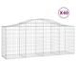 vidaXL Paniers à gabions arqués 40 pcs 200x50x80/100 cm Fer galvanisé